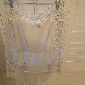 Bloomingdales Aqua brand white off the shoulders top. Size small